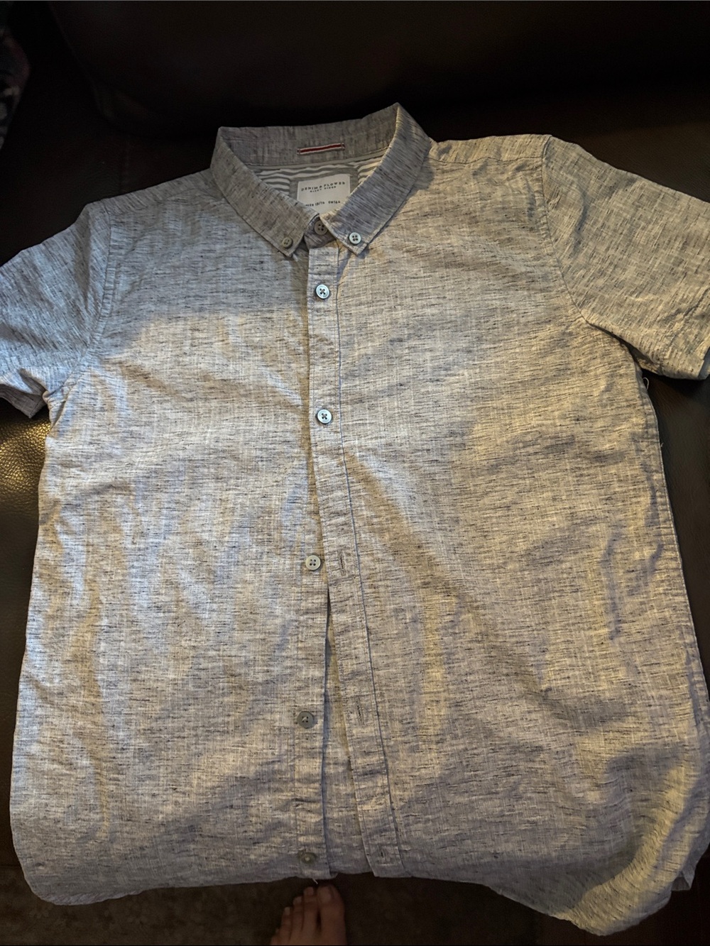Denim & Flower Boys' Button-Down Shirt in Light Gray